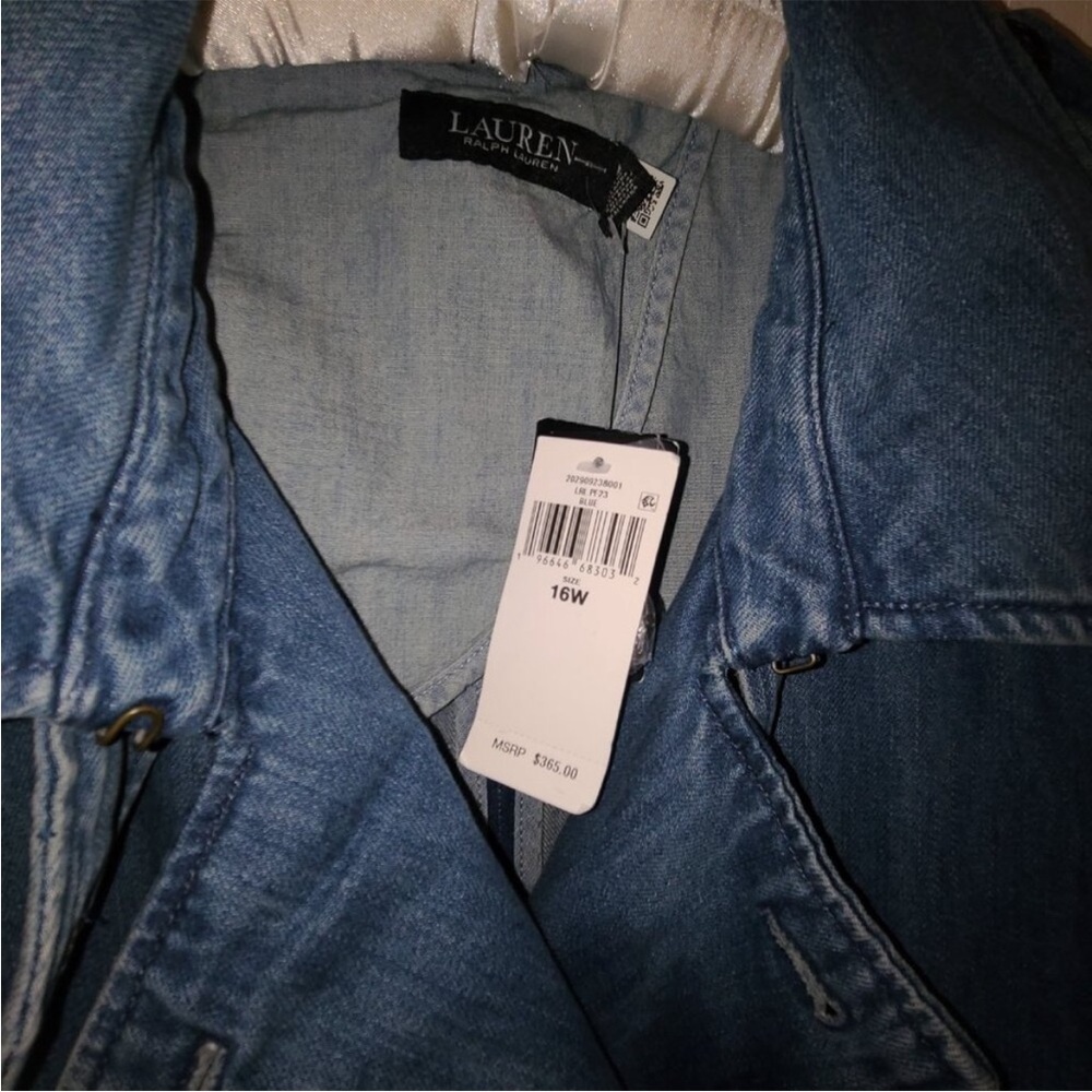 Lauren Ralph Lauren Light Blue Denim Trench Coat 16W - Picture 10 of 14